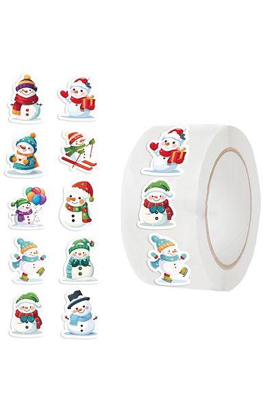 Choice 500pcs 500pcs Children's Christmas Rewards Stickers Roll Cute Cartoon Snowman Clipboard Festivals Gi
