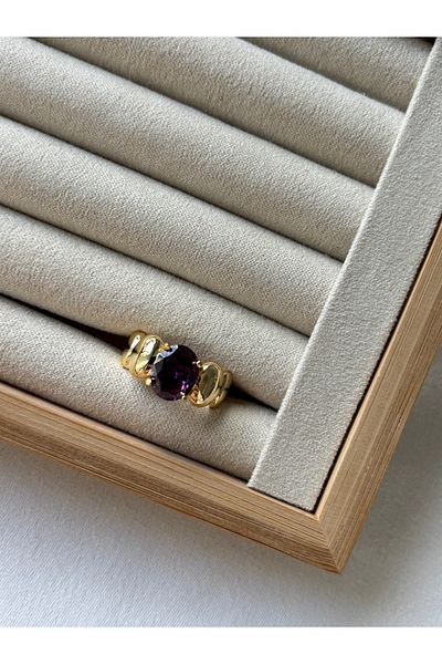 ringbox خاتم ذهبي بيضاوي أرجواني