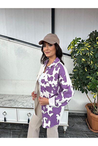 Kübra Tekstil Πουκάμισο από βαμβάκι με σχέδιο Gabardine - Μακρυμάνικο, Μπουφάν με λεπτομέρεια με κουμπώματα