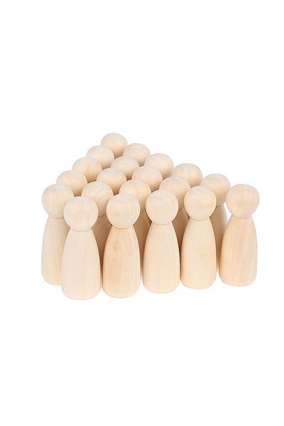 Choice 20pcs 20 Pack Wooden Peg Dolls Unfinished Peg People Unpainted Peg Doll Bodies Natural Wood Shapes F