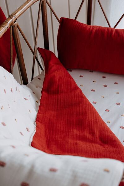 TBA COLLECTION Baby Boy Muslin Duvet Cover Set (100X150) |   Red Dot