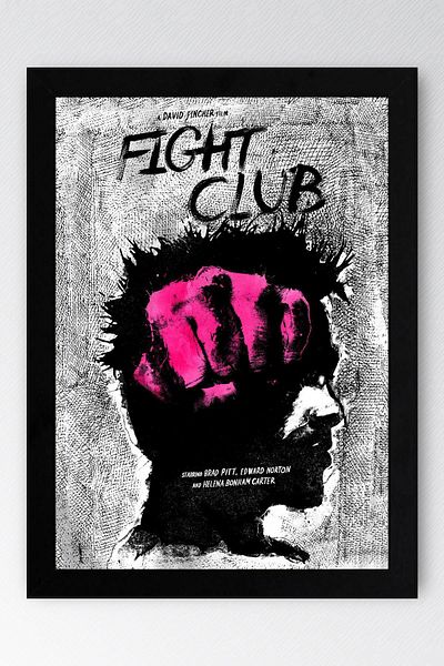Saturn Fight Club Framed Painting - Fight Club Movie Poster Painting