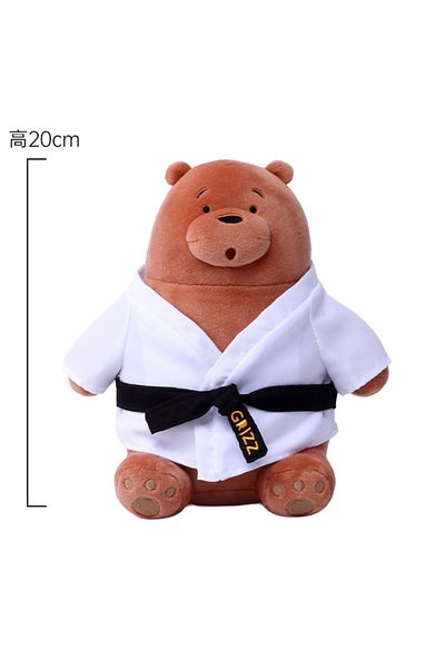 Choice 20cm Taekwondo Grizz New 20cm Sports Series We Bare Bear Plush Toy Ornaments Cute Bear Football Doll