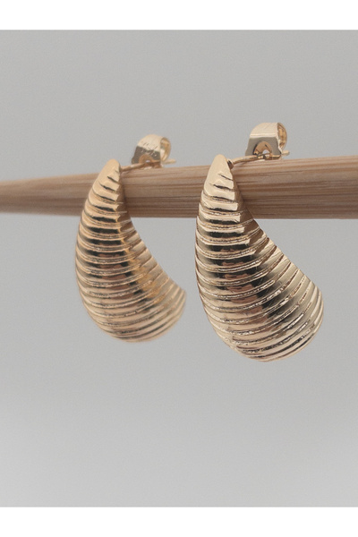 Siya Silver Çizgili Gözyaşı Damla Küpe-2,7 cm