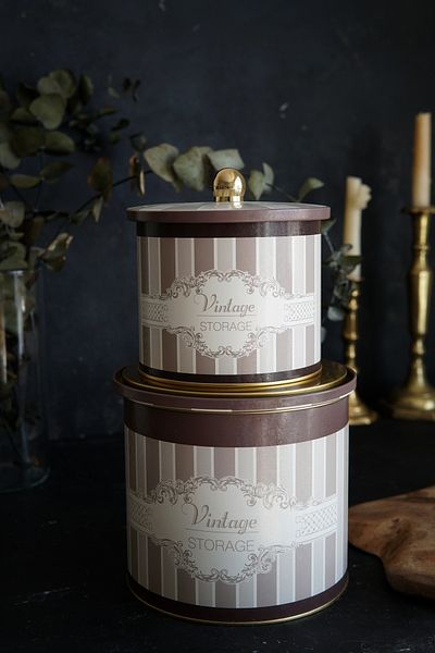 EVLE Elegance Patterned 2-Piece Metal Storage Set - 1.7 Lt and 3.5 Lt
