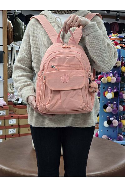 MY POLO 2114-8675 Women's Crinkle Fabric Multi-Compartment Lined Pet Waterproof Daily Mini Backpack