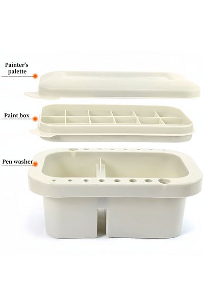 Choice Grey Multi-function Pen Wash Bucket Three-piece Set With Color Palette Bucket Pen Shaper Can Be Illu