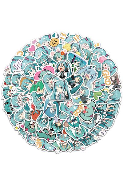 Choice 65pcs 65pcs Hatsune Miku Sticker Pack Waterproof Phone Case Cartoon Journaling Stationery Kawaii Pac