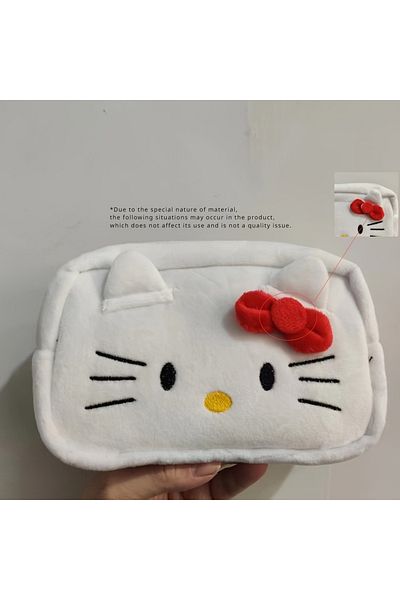 Choice A-kt 1pc Sanrio New Cute Hello Kitty Plush Pencil Case, Y2k Kawaii Cartoon Stationery Storage Bag, Z