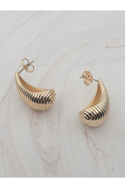 Siya Silver Çizgili Gözyaşı Damla Küpe-2,7 cm