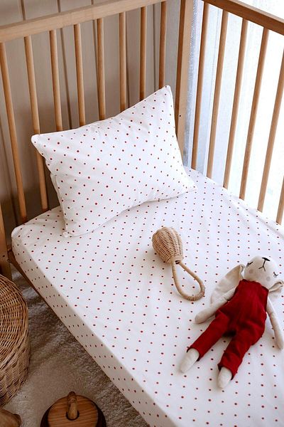 TBA COLLECTION Mother's Side Crib Elastic Sheet Set (55X95) |   Red Dots