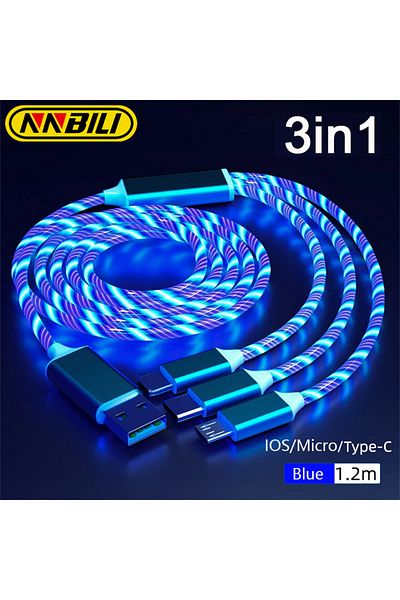 Choice1 NNBILLI Glowing LED Light 3in1 3A Fast Charging Micro USB Type C Cable For iPhone Samsung Xiaomi ...
