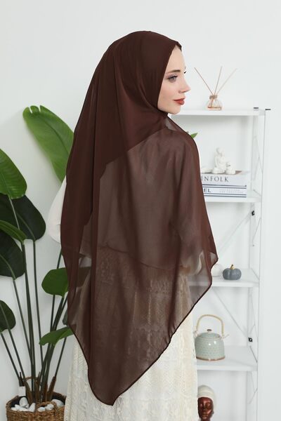 Aisha's Design Πρακτικό σάλι από σιφόν κλασικού σχεδιασμού, ps-11 καφέ, καφέ