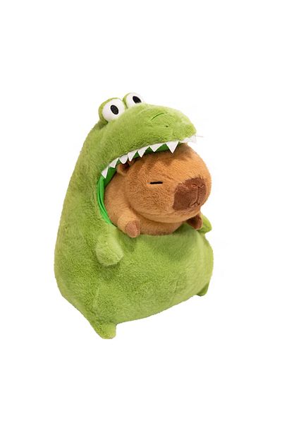 Choice 40cm capybara  New Capybara With Green Dinosaur Plush Doll Cute Soft Stuffed Animals Capibara Anime