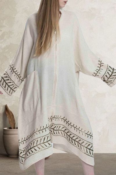LALAY KHaki Gazel Caftan - Raw Design