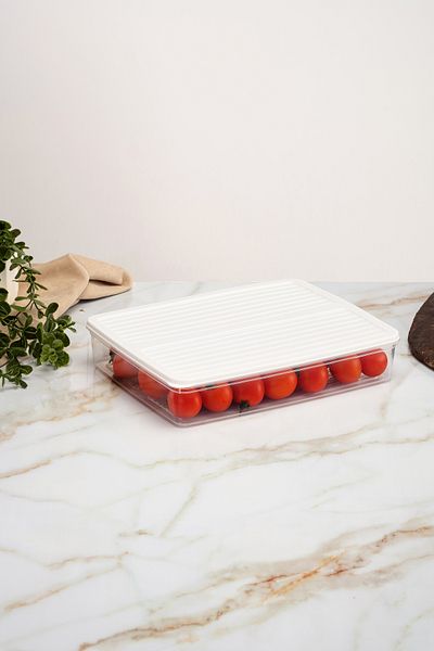 netteucuzluk 3-Piece White Refrigerator Organizer - 2400 Ml, Suitable for Microwave and Freeze, Storage Container