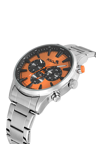 Poloair Klasik Metal Erkek Kol Saati Gümüş Turuncu Renk PL-0975E5x