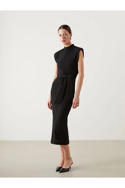 LC Waikiki Lcwaikiki Classic Black Stand Collar Women's Dress