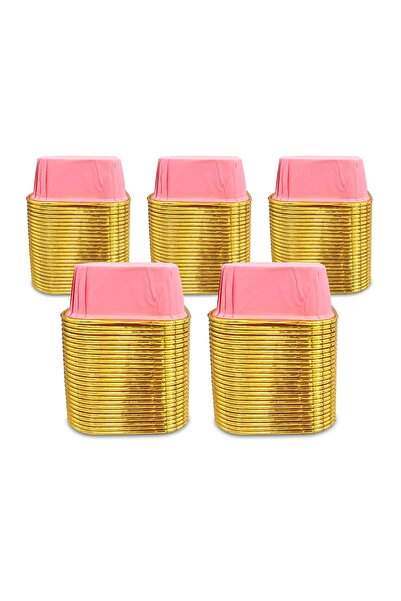 KAFEM Muffin Kek Kapsülü Kare Pembe-altın 25li X 5 Paket - K35