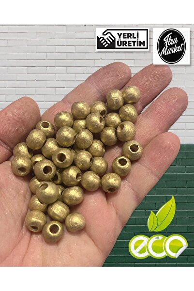 izmir Bitpazarı Економічний пакет 1 кг 10 мм дерев'яних намистин - ЗОЛОТИЙ КО...