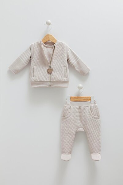 Caramell Torino Premium 3lü Yelekli Takım Bej