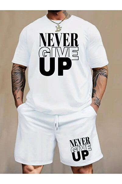 LUNAVISTA Never Give up Printed Unisex Shorts T-Shirt Set