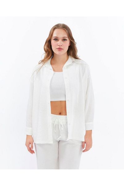 İkmal Σετ γυναικείο μακρυμάνικο πουκάμισο IKMAL Strawberry Fabric Wrinkled Seasonal Lycra