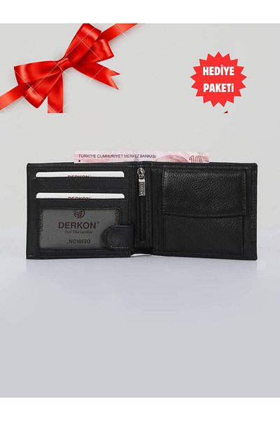 DERKON Genuine Leather Useful Coin Purse Wallet