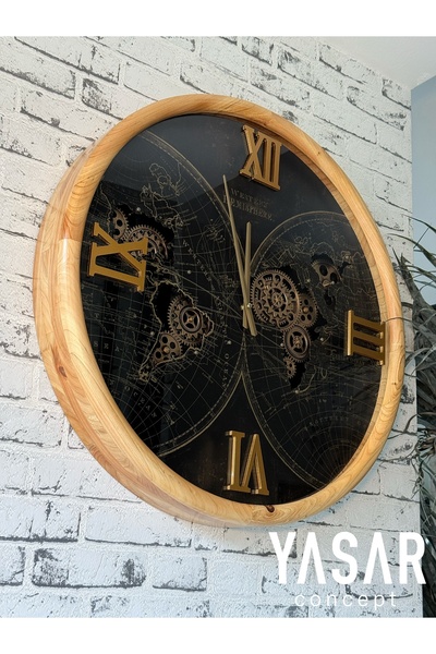 Ornamenti Design Globarix Ahşap Metal Çarklı Duvar Saati