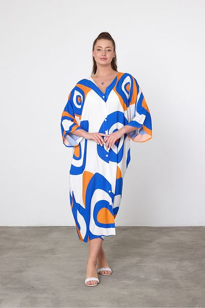 Denismoda Rochie cămașă autentică de mărime mare pentru femei, cu închidere cu nasturi