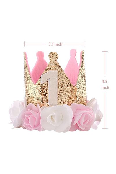 Choice Gold Baby One 1 Year Old Diy Birthday Crown Handmade Accessories 1st Happy Birthday Party Headband H