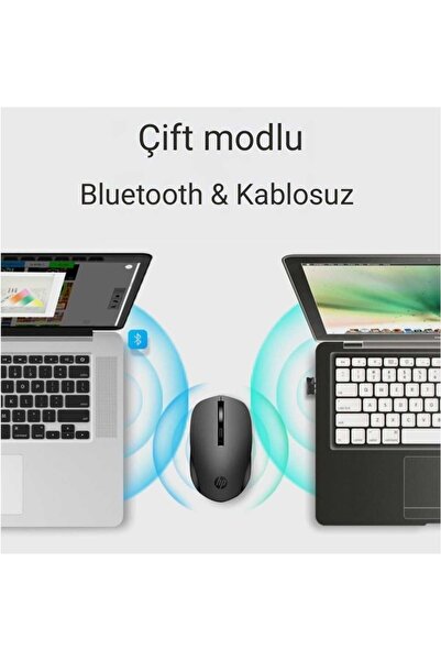 HP S1000R Çift Modlu 2,4ghz Kablosuz & Bluetooth V5.0 Sessiz Mouse Siyah | Ramwhite Garantili