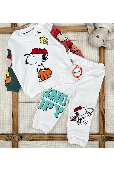 Murat Baby Baby Boy Snoopy Seasonal Bottom Top Set-White