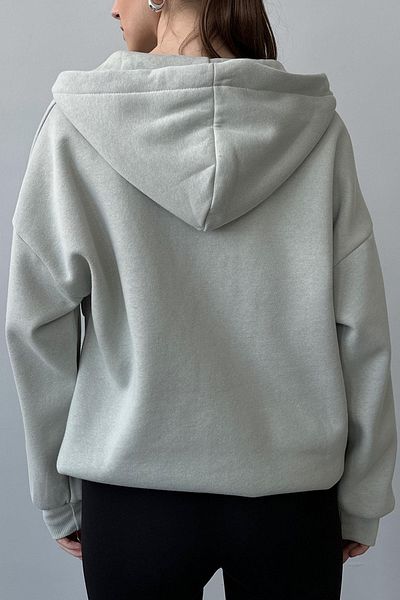 Lady Doll Three Thread Ribbed Oversize Hooded Cardigan