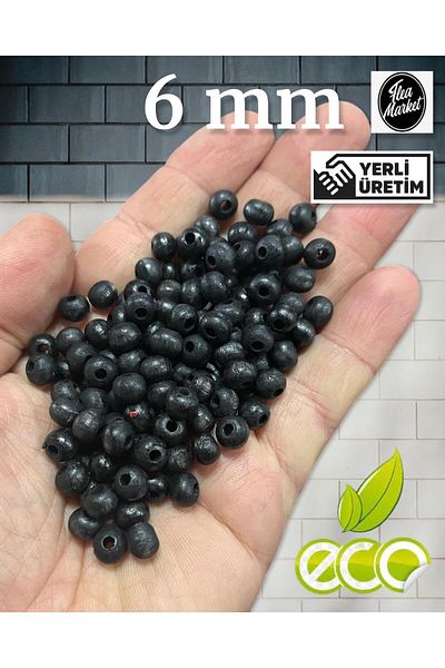 Selin Wooden beads 6 mm 80 g (720 Pieces) Black