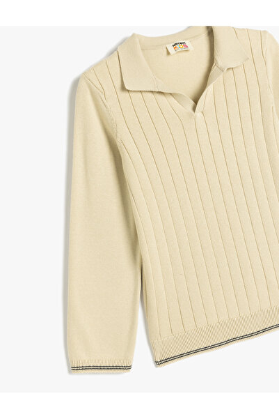 Koton Cotton Long Sleeve Polo Neck Basic Knitwear Sweater
