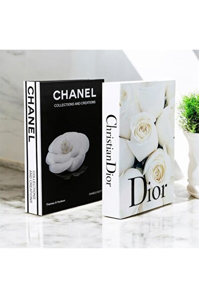 LİNECRAFT 2’li Beyaz Gül Dekoratif Kitap Kutu