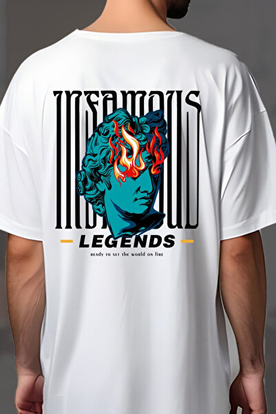 Wish BF تي شيرت كبير الحجم مطبوع عليه أساطير مشهورة