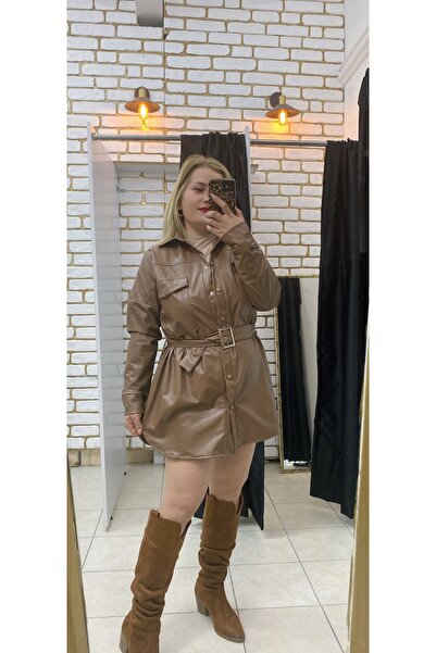 TUBA TOPTAŞ KISA DERİ ŞARDONLU TRENÇKOT