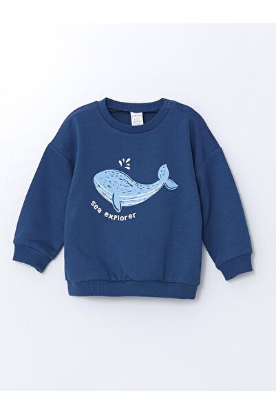 LC Waikiki LCW baby Bisiklet Yaka Baskılı Erkek Bebek Sweatshirt ve Eşofman Alt 2'li