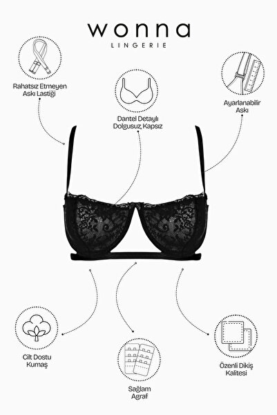 Wonna Λεπτομερές εσώρουχο από καουτσούκ - Χωρίς καπάκι - Μόδα - 5005 - Μαύρο