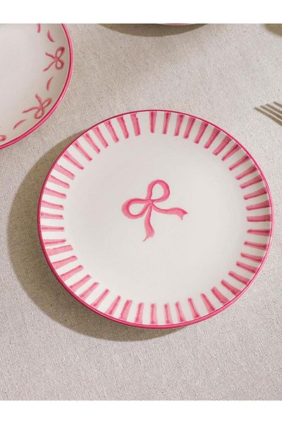 LC Waikiki Lcw Home Printed Porcelain Cake Plate Set of 4 21 cm