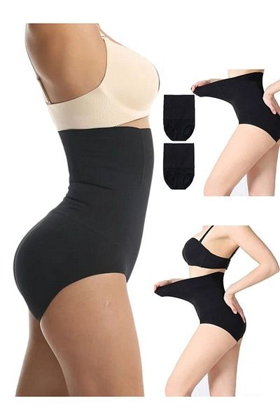 Momslab Postpartum Black 1 Size Smaller High Waist Tightening Firming Slip Corset Panties