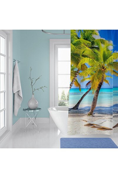 Zethome Карибська завіса для ванної кімнати - 1x180x200, одностулкова, з кіль...