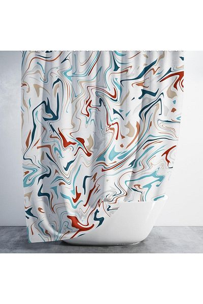 Zethome 1X180X200 Single Fin Shower Curtain - Ring Gift, Multicolored Bathroom