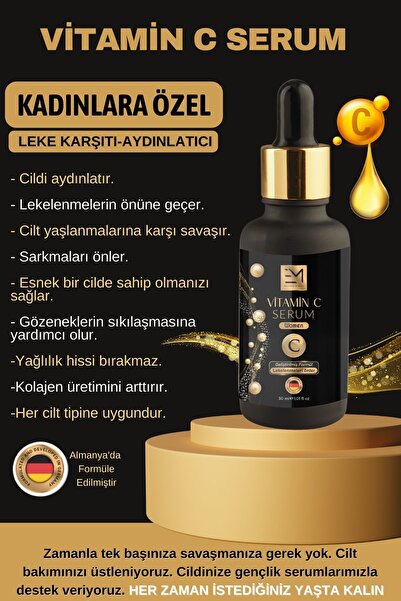 EM AMANOS BEAUTY 3'lü Cilt Bakım Seti - Madeem Krem, Doğal At Kılı Fırçası, Vitamin C Serum Yaşlanma Karşıtı Seri