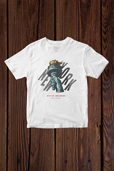 Wish BF نيويورك مطبوعة تي شيرت كبير الحجم