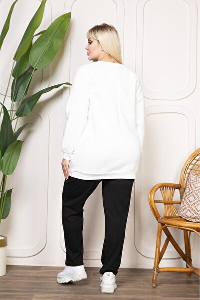 EMEZ White Thick Ring Detailed Sweat