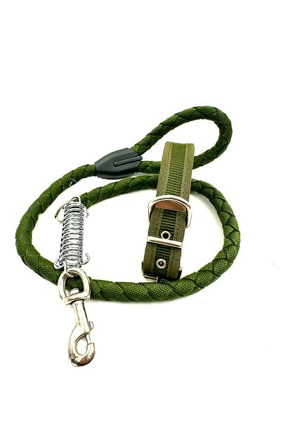 Tasma Market Khaki Medium Breed Soft Textured Dog Collar Set