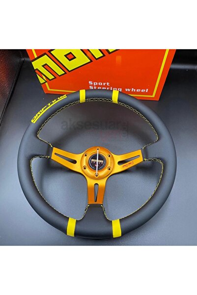 carlone Momo Direksiyon Sarı Ipli 35cm Ofsetli Model Deri Kaplama A Ürün